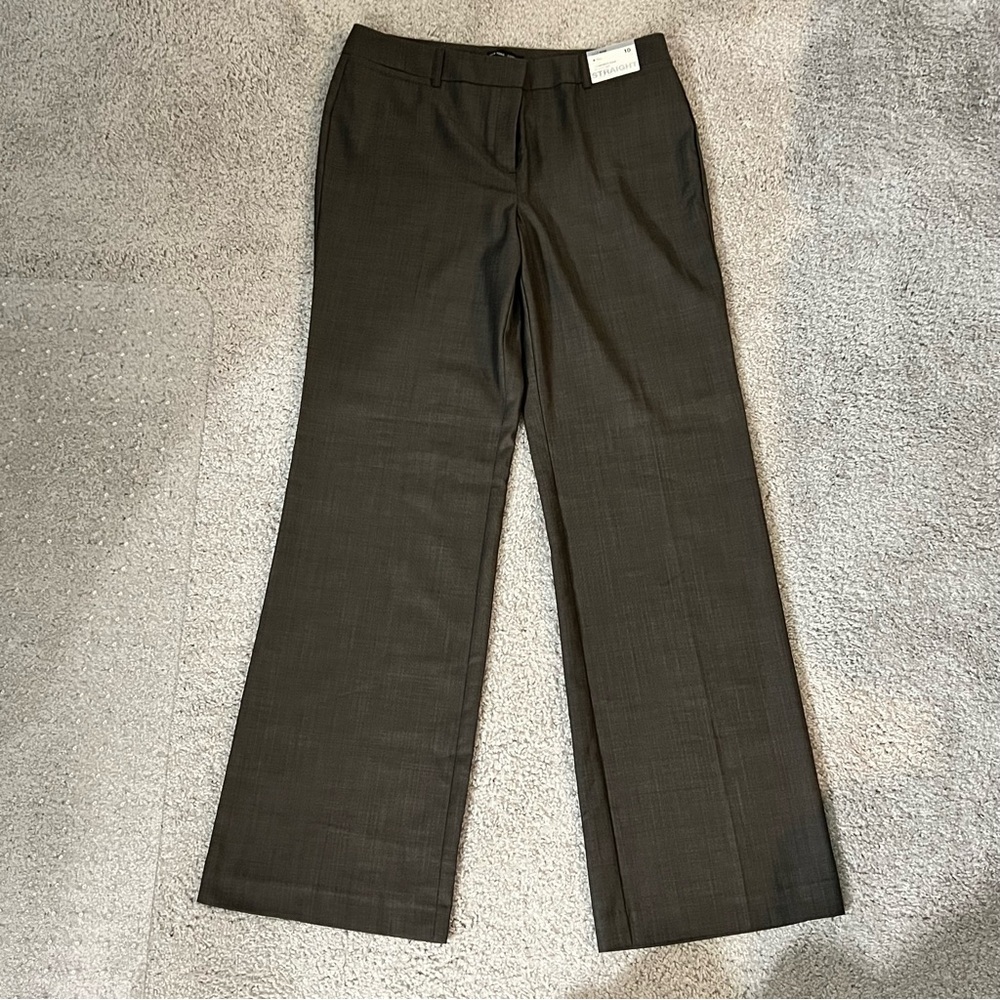 New York & Company 5th Avenue Brown Straight Leg Trousers, Sz: 10 Tall